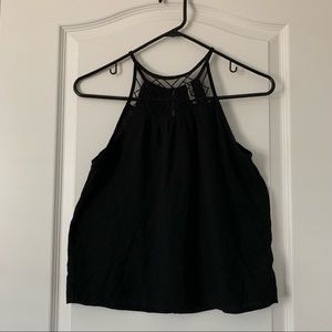 Black Tank Top with Sheer Neckline Detailing 🖤